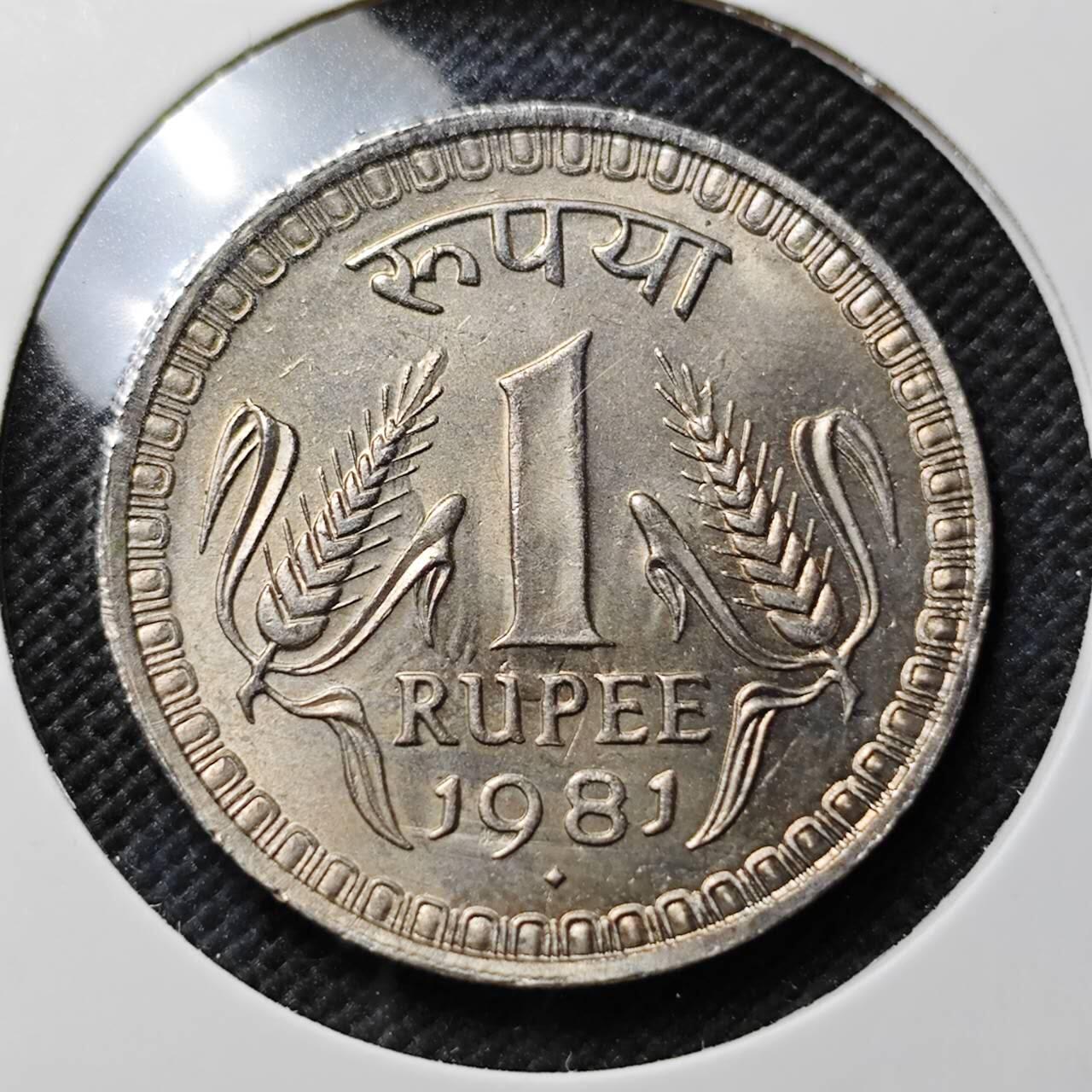 KK钱币收藏小铺 第376期  2月预留时间 周末发货  1981印度1卢比 好品 大卢比