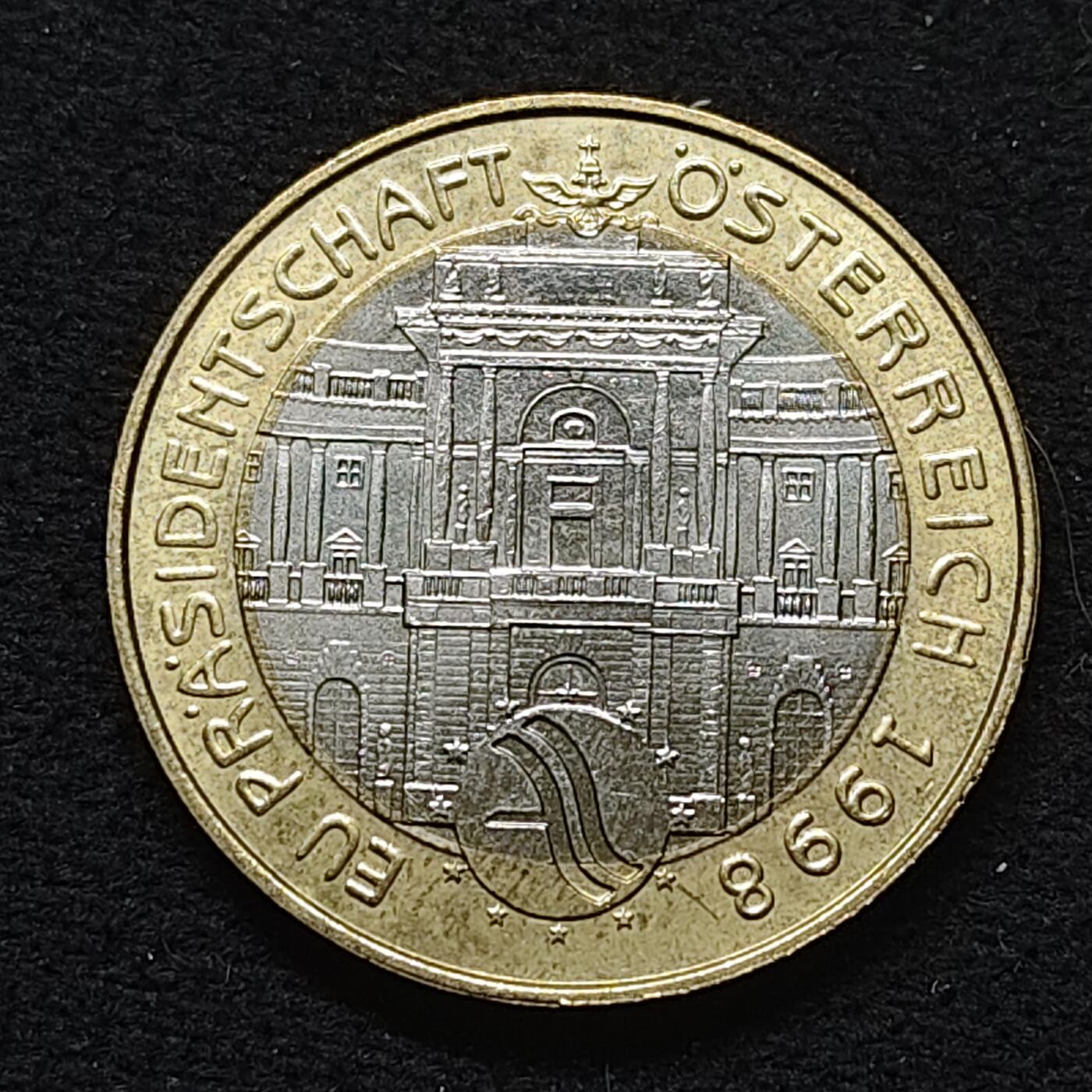 【全场包邮】纯粹捡漏拍484场（免费代拍第21场） 奥地利1998年50先令担任欧洲联盟主席双色纪念币