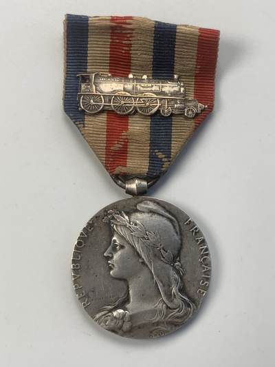 掌中浮雕-藏着的欧洲第045场 - 1927年法国铁路镀银铜章，32mm，总重19.5g