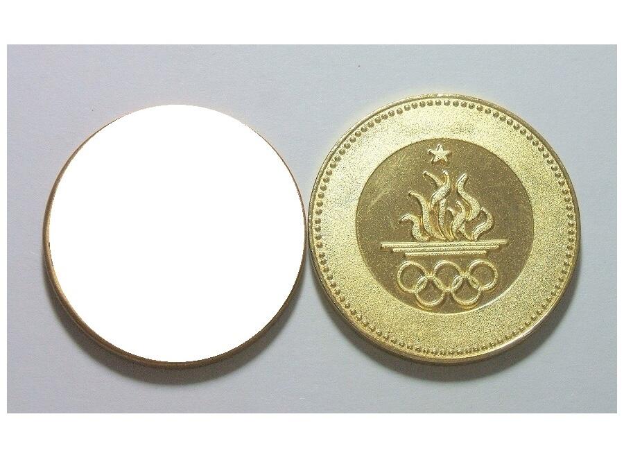 日本1980年奥运会五环 高浮雕精制镀金章 30MM