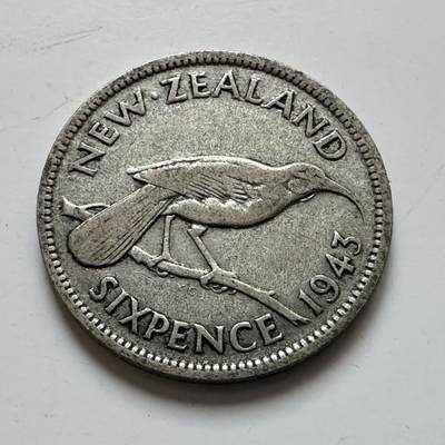 🌹外币初藏🌹🐯2025年第139场  每周二四六晚8️⃣点 接代拍 - 新西兰1943年6便士银币