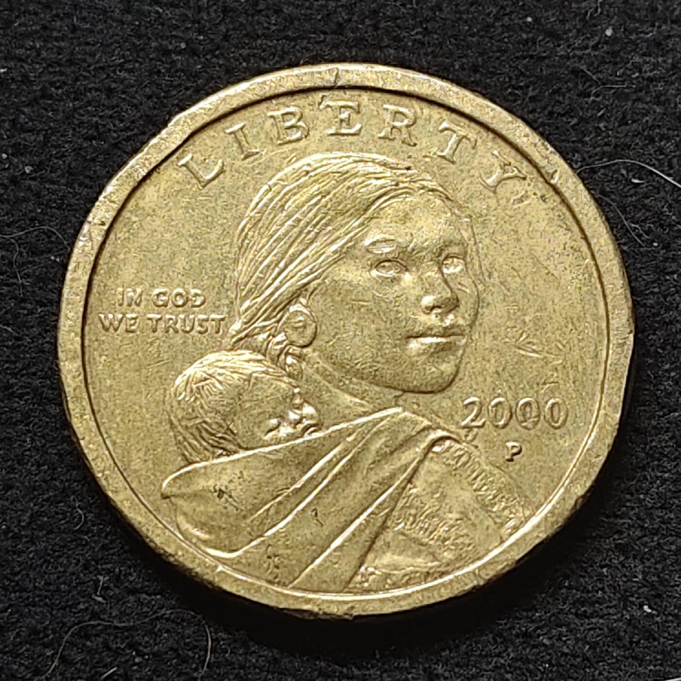 【全场包邮】纯粹捡漏拍486场（免费代拍第23场） 美国2000年萨卡维亚少数民族系列1元飞鹰纪念币