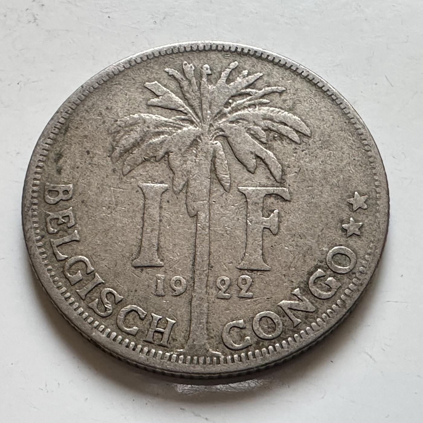 🌹外币初藏🌹🐯2025年第139场  每周二四六晚8️⃣点 接代拍 比属刚果1922年一法郎