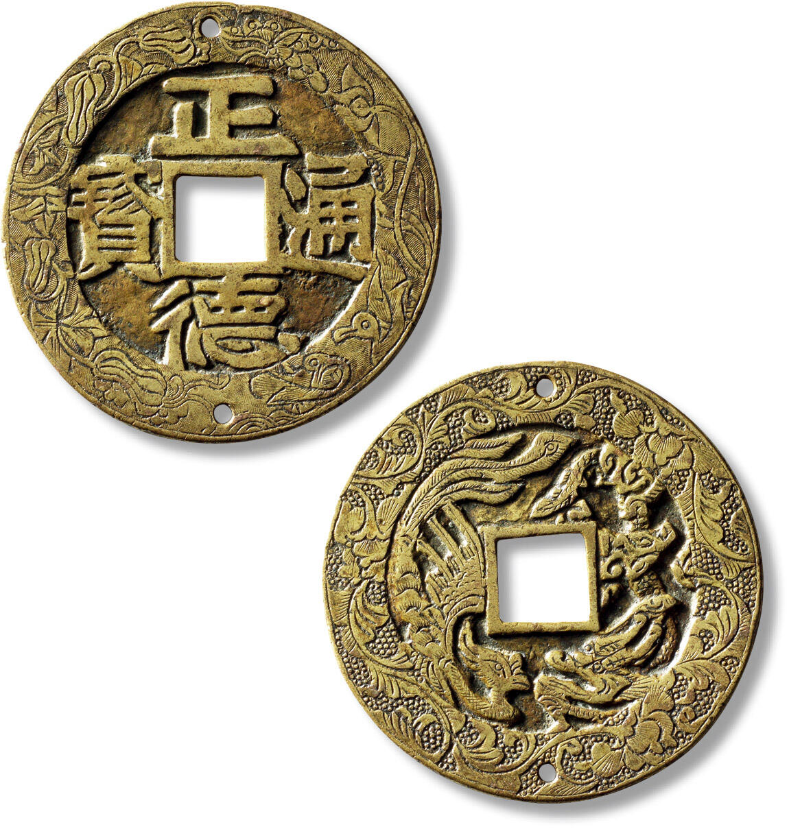 上海匡时2025年秋季拍卖会 中国历代钱币 铜镜专场 清“正德通宝”背龙凤刻花花钱一枚 清“正德通宝”背龙凤刻花花钱一枚，直径：47mm，厚：1.5mm，重量：18g，华夏评级：84，评级编号：6562149077