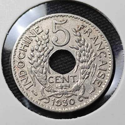 KK钱币收藏小铺 第377期  2月预留时间 周末发货 -  1930法属印支5分镍币