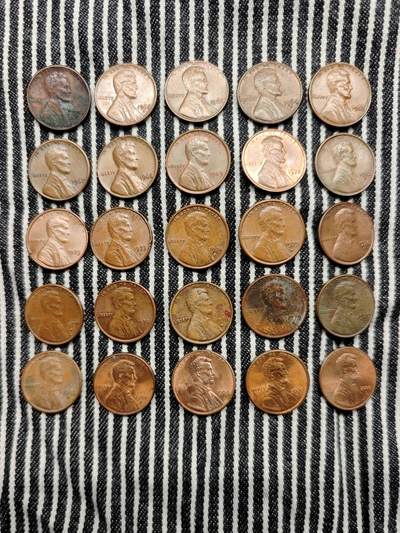 美国林肯1953-2002一美分铜币25枚不重复 分币 硬币 收藏 - 美国林肯1953-2002一美分铜币25枚不重复 分币 硬币 收藏