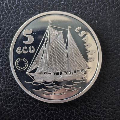 道一币馆币章第一百五十九场 - 西班牙1993年唐璜·德·波旁诞辰80周年5埃居精制银币 33.62g 925S 35000