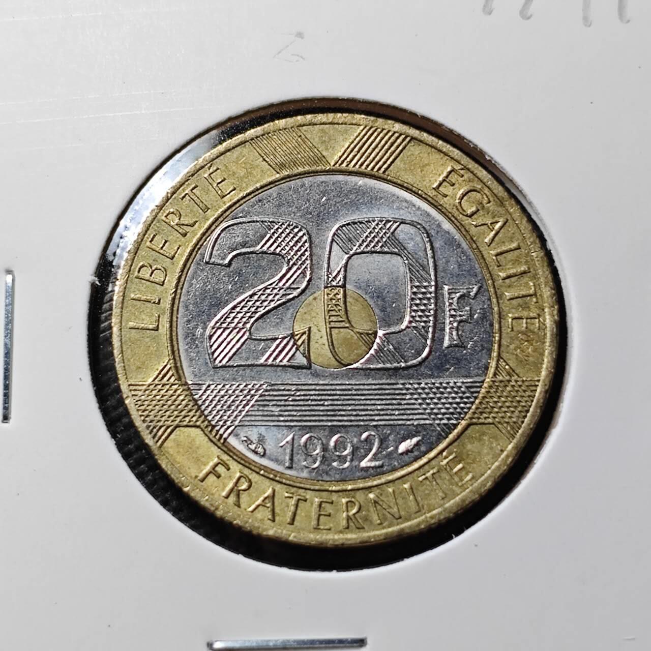 KK钱币收藏小铺 第377期  2月预留时间 周末发货 1992法国20法郎 