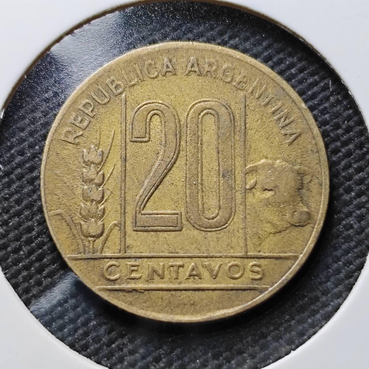 KK钱币收藏小铺 第376期  2月预留时间 周末发货  1946阿根廷20分铜币