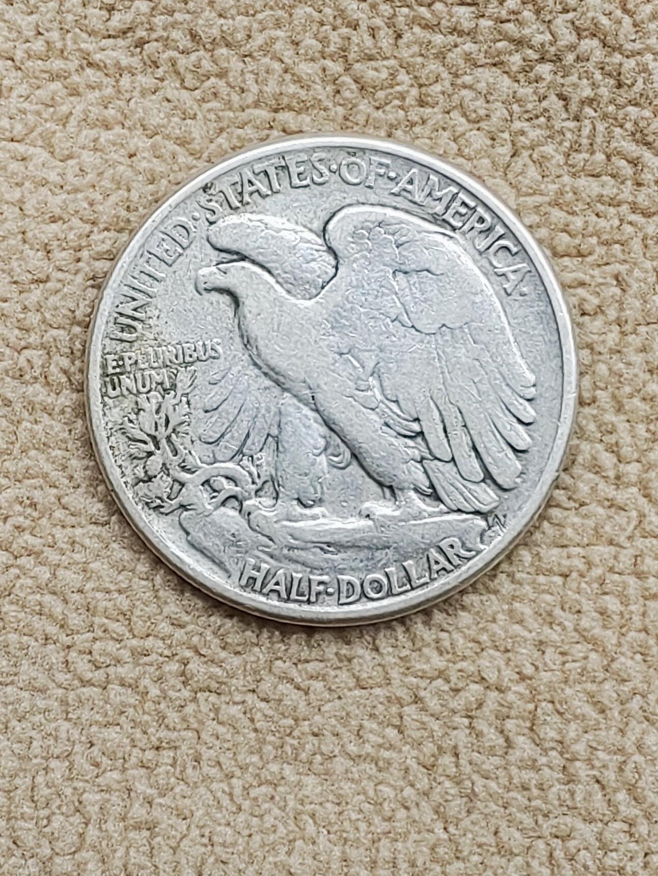 1944年美国白头鹰行走女神半美元银币 硬币 收藏