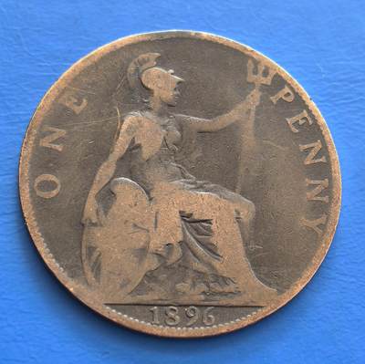 外国优质老铜币银币持续添加中，周六九点倒数截拍，满百包邮，可寄存半年，喜欢朋友微信扫描二维码可直接参拍 - 英国1896年维多利亚女皇大便士，流通品