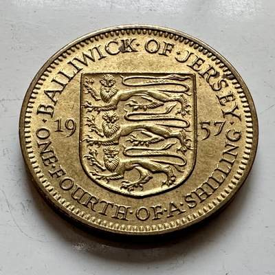 🌹外币初藏🌹🐯2025年第139场  每周二四六晚8️⃣点 接代拍 - 泽西岛1957年1/4先令