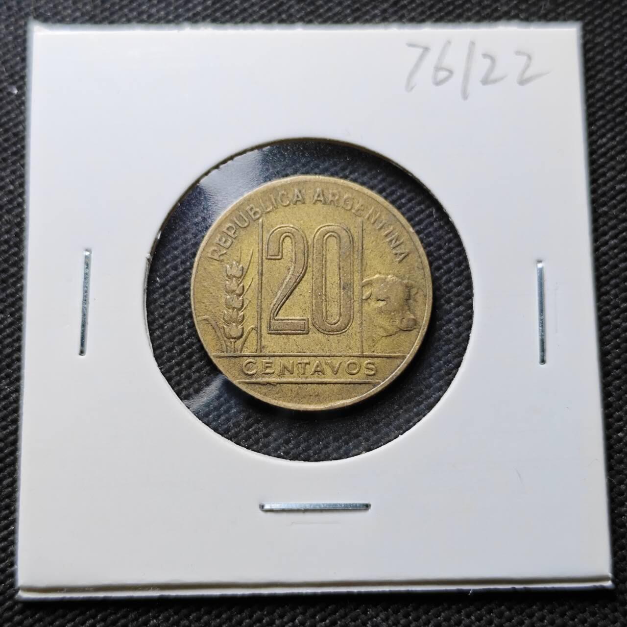 KK钱币收藏小铺 第376期  2月预留时间 周末发货  1946阿根廷20分铜币