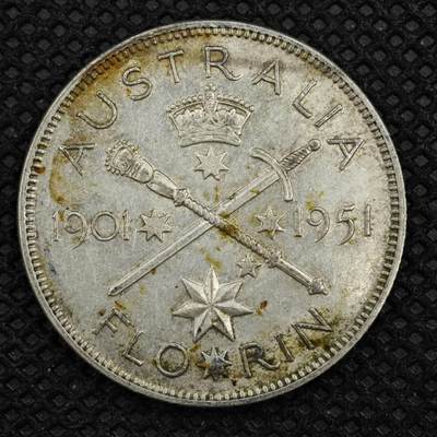 【淘币小摊】限时拍第八百二十四拍  小银币场  满百包邮可预留两周  周一统一发货  -          澳大利亚1951年乔治六世弗洛林银币
