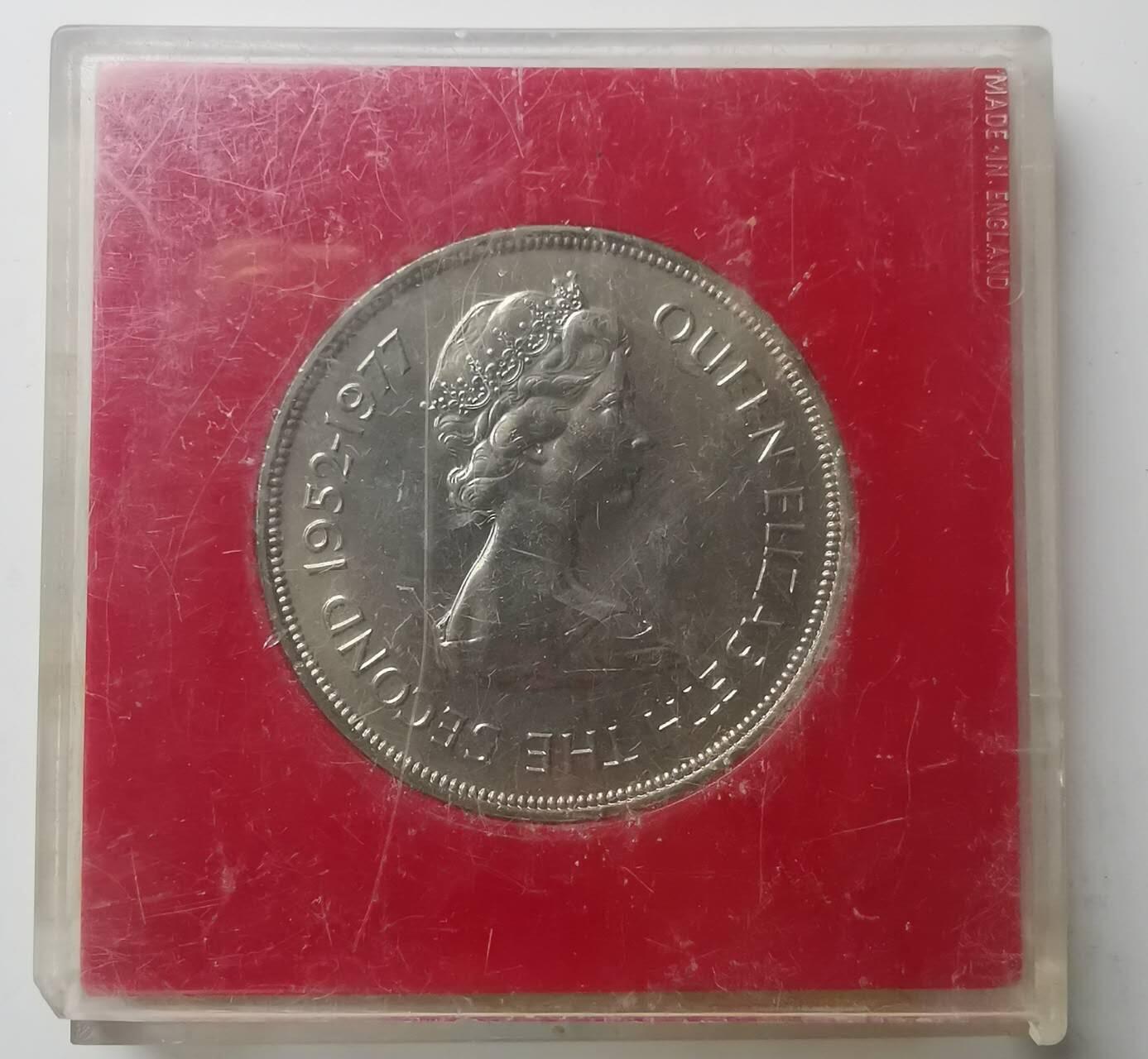 巨藏钱币第七期硬币场12月12号20点开拍 泽西岛1977年25便士克朗型大镍币38.5mm上下