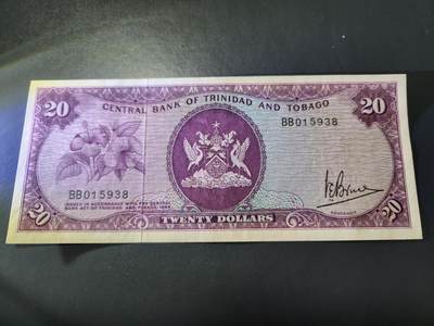 12月10号晚上8点 外国纸币自动截拍第71场 - 全新UNC 特立尼达和多巴哥 1964年20元 1977年发行