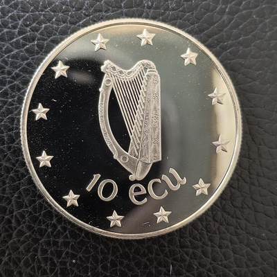 道一币馆币章第一百五十九场 - 爱尔兰1990年工党玛丽·罗宾逊当选总统10埃居精制银币 28g 925S 20000