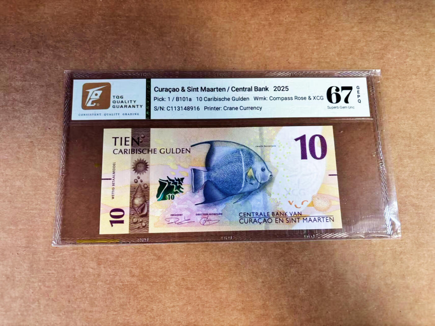 【Blue Auction】世界纸币精拍第760期——18级TOP拍卖/信誉/品质/专业/高效💫 库拉索 2025年10盾 TQG67EPQ