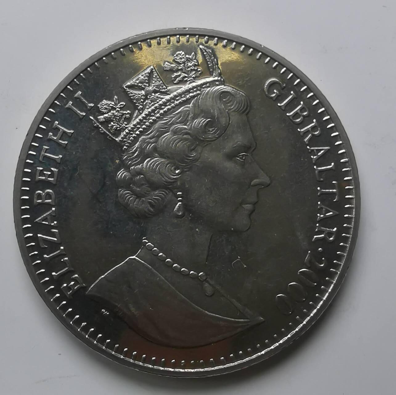 巨藏钱币第七期硬币场12月12号20点开拍 直布罗陀2000年1克朗精制镍币35mm上下