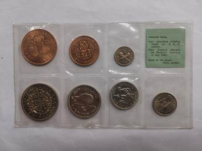 巨藏钱币第七期硬币场12月12号20点开拍 - 新西兰1965年7枚套12精制末版原封