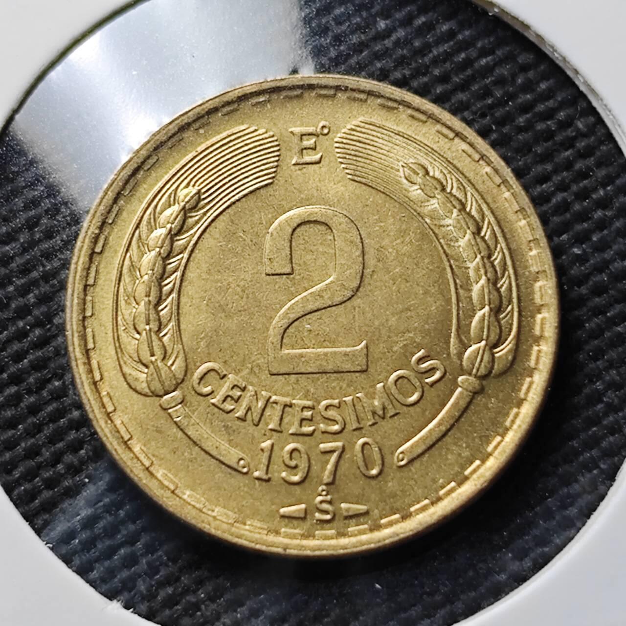 KK钱币收藏小铺 第377期  2月预留时间 周末发货 1970智利2分铜币 好品 