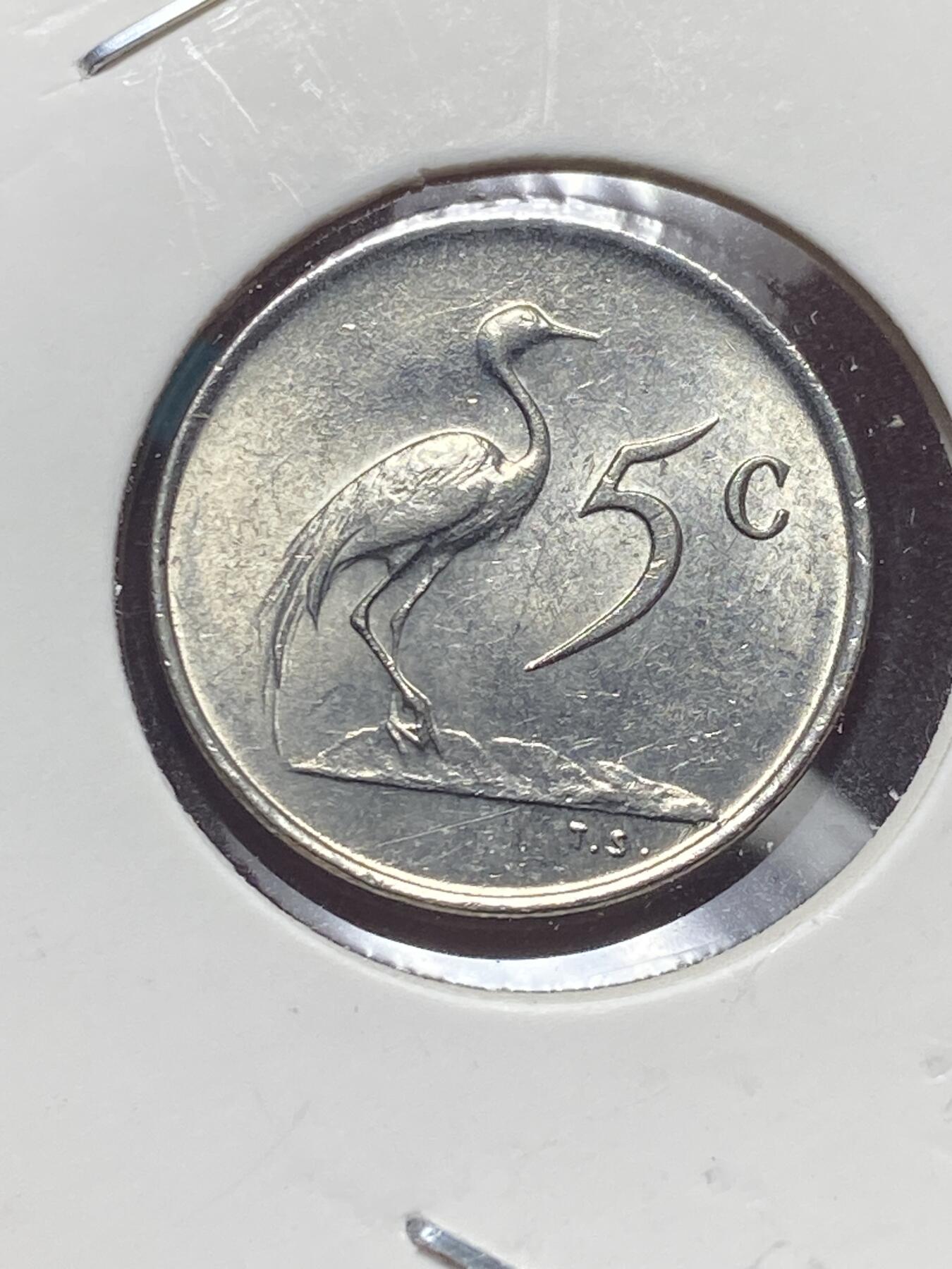 2025年第一百三十五场(总第一百六十一场）外国好品纸夹散币场(免佣金) 南非🇿🇦1965年5分(独立后第二套流通硬币，英语版)