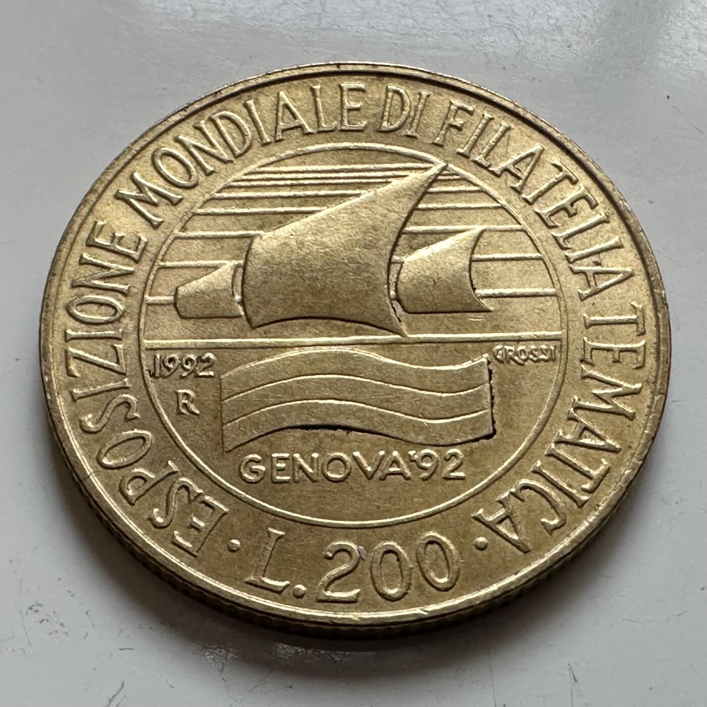 🌹外币初藏🌹🐯2025年第139场  每周二四六晚8️⃣点 接代拍 意大利1992年200里拉纪念币