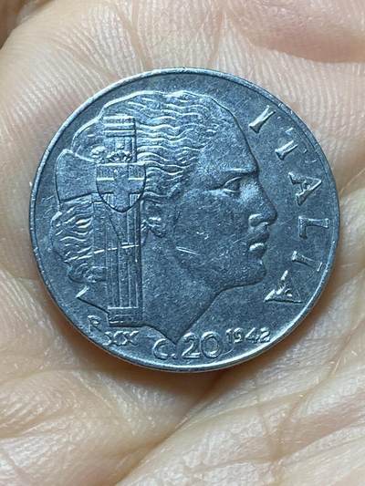 2025年第一百三十五场(总第一百六十一场）外国好品纸夹散币场(免佣金) - 意大利王国1942年20分(1942 R XX，维托里奥·埃马努埃莱三世时期)