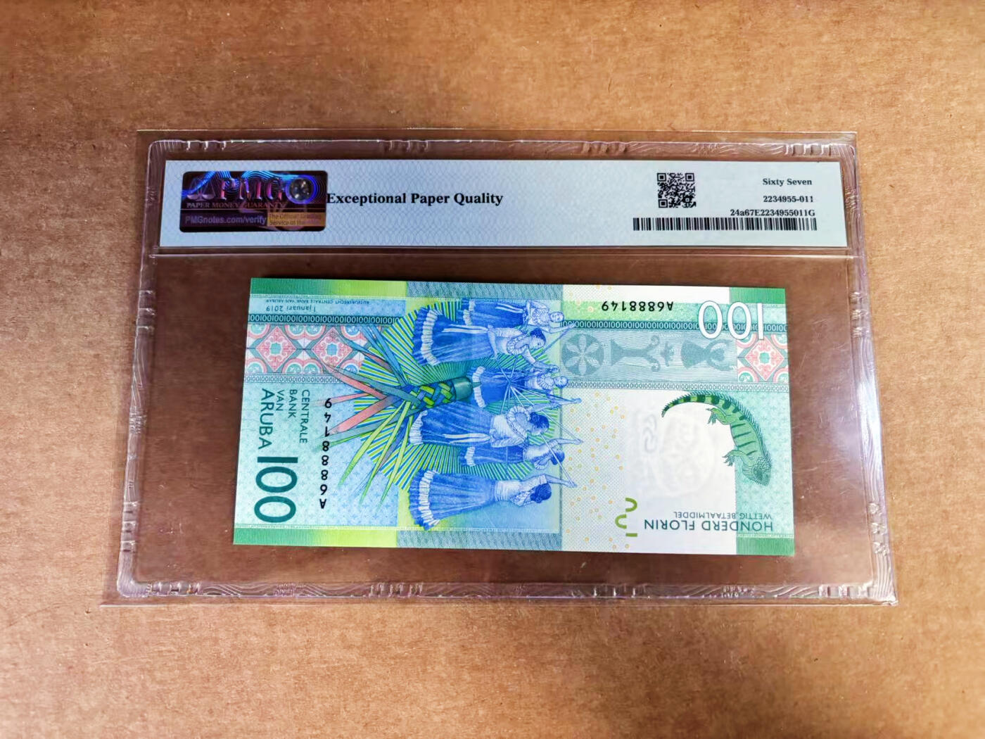 【Blue Auction】世界纸币精拍第760期——18级TOP拍卖/信誉/品质/专业/高效💫 【获奖钞】阿鲁巴 2019年100弗罗林 大蜥蜴 PMG67EPQ 
