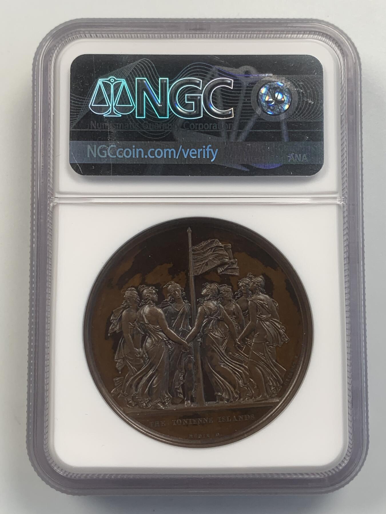 掌中浮雕-藏着的欧洲第045场 NGC MS62 : 1817年英属爱奥尼亚岛宪法铜章，  41mm