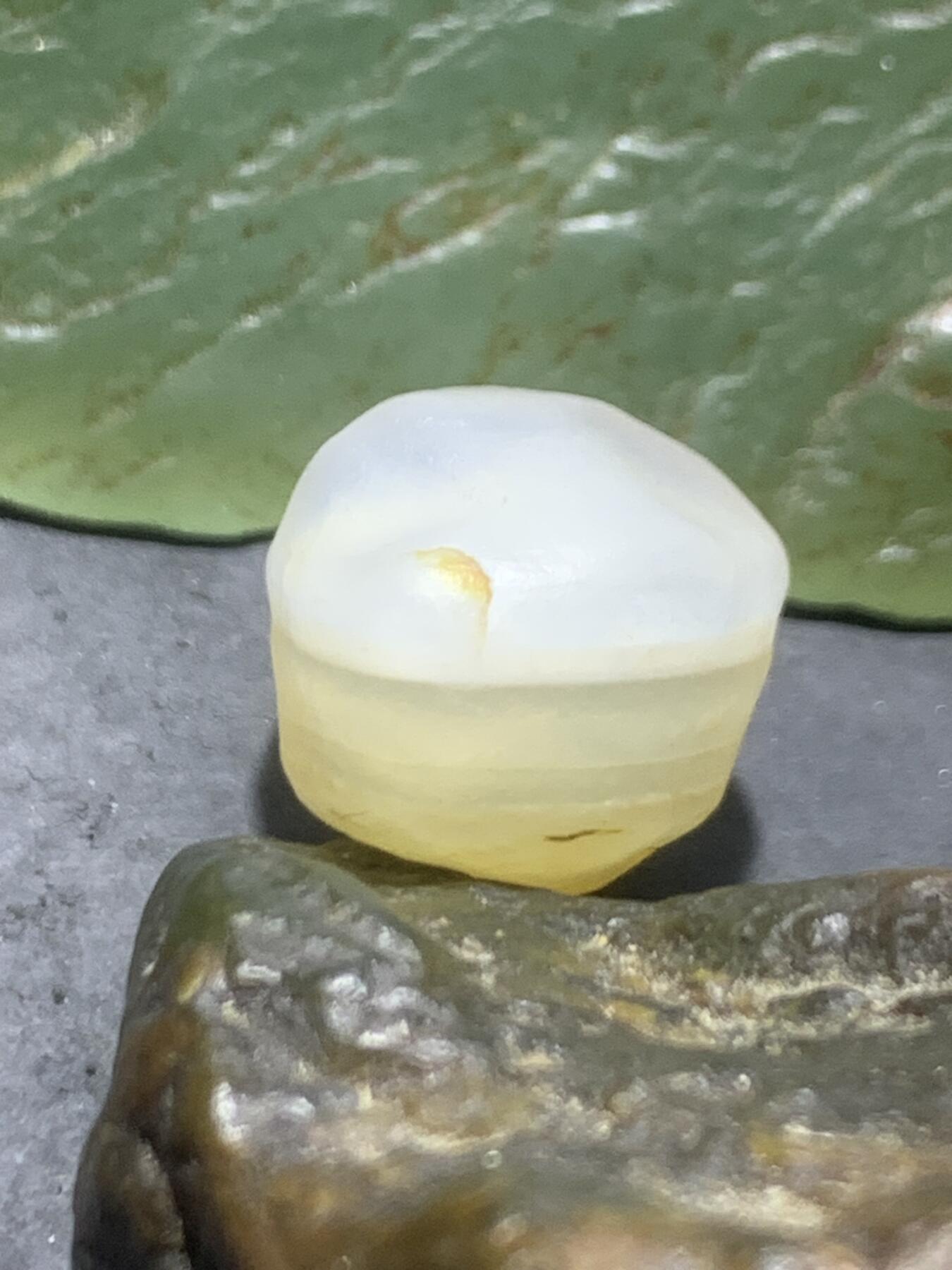 放福利！精美天然一线天地天地阿拉善白玛瑙原石一颗，