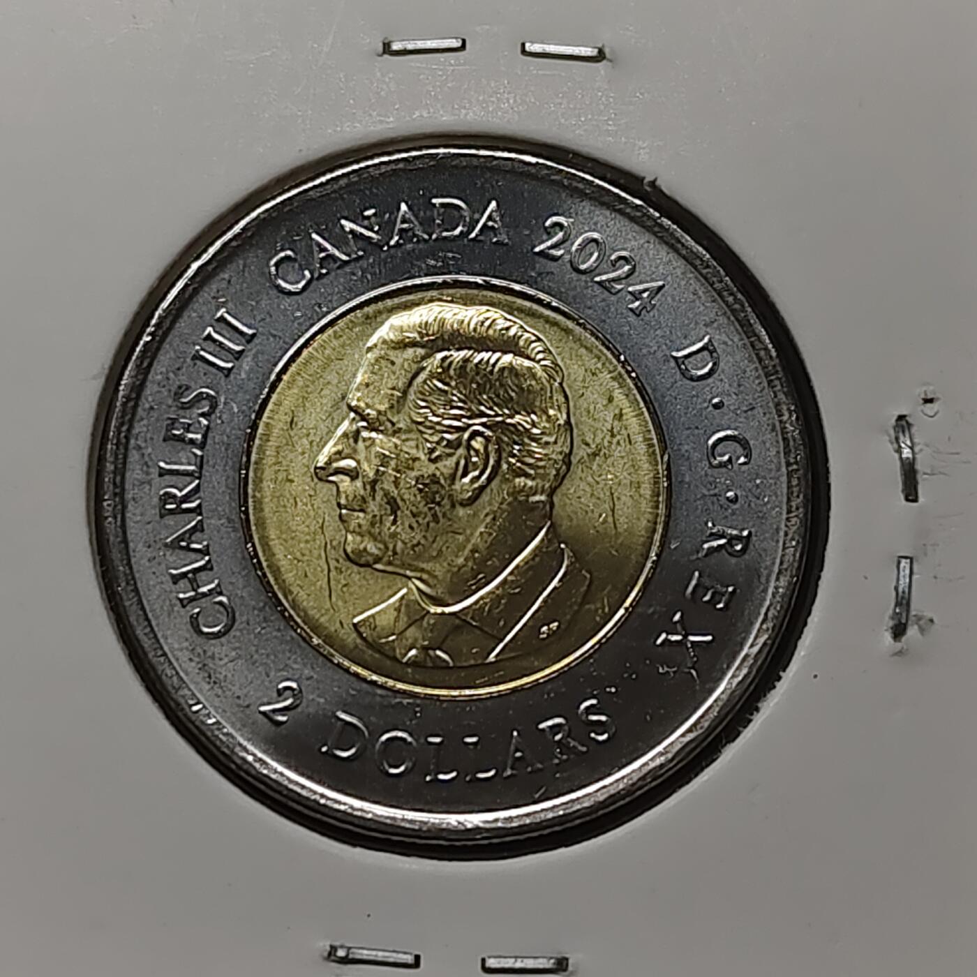 【全场包邮】纯粹捡漏拍484场（免费代拍第21场） 加拿大2024年2元因纽特努纳特彩色双色纪念币