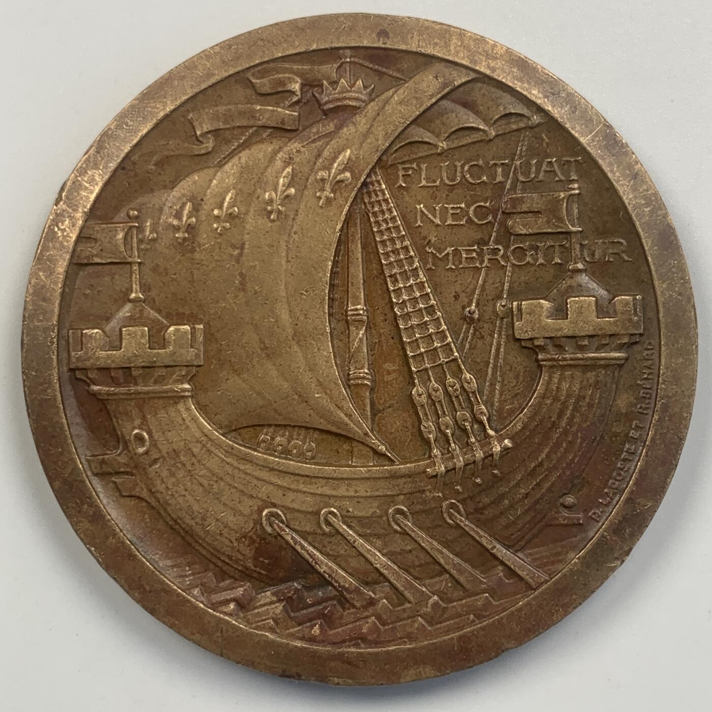 掌中浮雕-藏着的欧洲第045场 1954年法国博览会铜章，59mm，90g