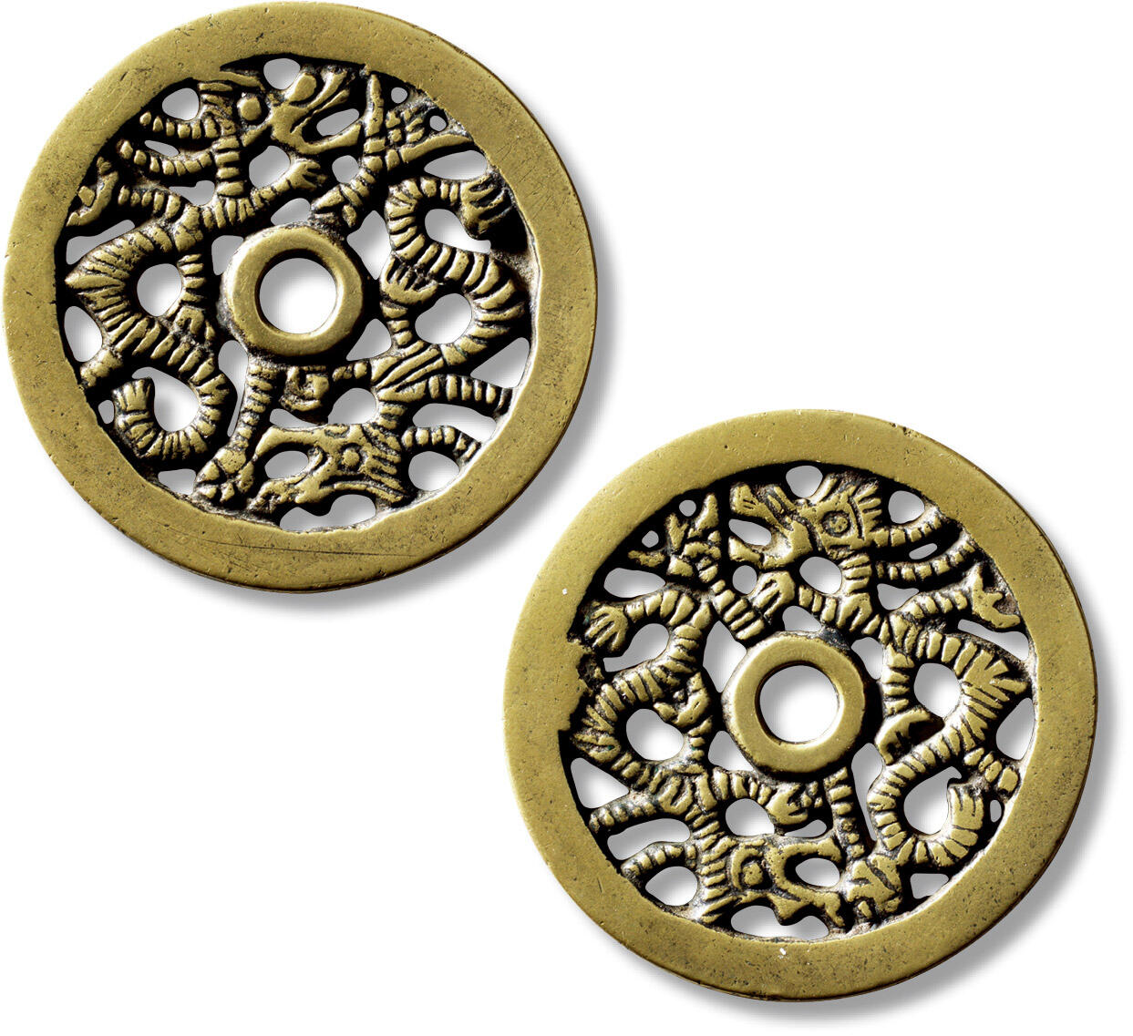 上海匡时2025年秋季拍卖会 中国历代钱币 铜镜专场 清双龙镂空花钱一枚 清双龙镂空花钱一枚，重量：58.2mm，厚：3.7mm，重量：53.9g，轩德泉评：88，评级编号：982717427