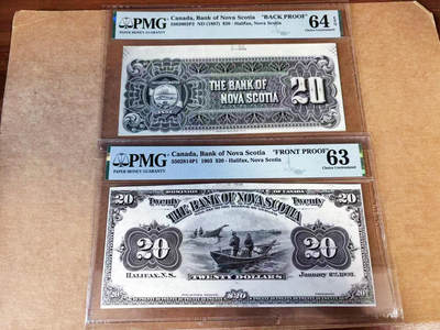 【Blue Auction】世界纸币精拍第760期——18级TOP拍卖/信誉/品质/专业/高效💫 - 【唯一冠军 唯一记录 正背面PROOF一对】加拿大丰业银行1897-1903年20元 钓鱼小艇 根据新斯科舍省哈利法克斯港的人文经济风貌设计 雕刻精细 具有浓厚的地域特征 该银行属加拿大五大行之一 PMG63/64EPQ