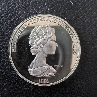 道一币馆币章第一百五十九场 - 特克斯和凯科斯群岛1991哥伦布发现美洲500周年20克朗精制银币 28.04g 925S 