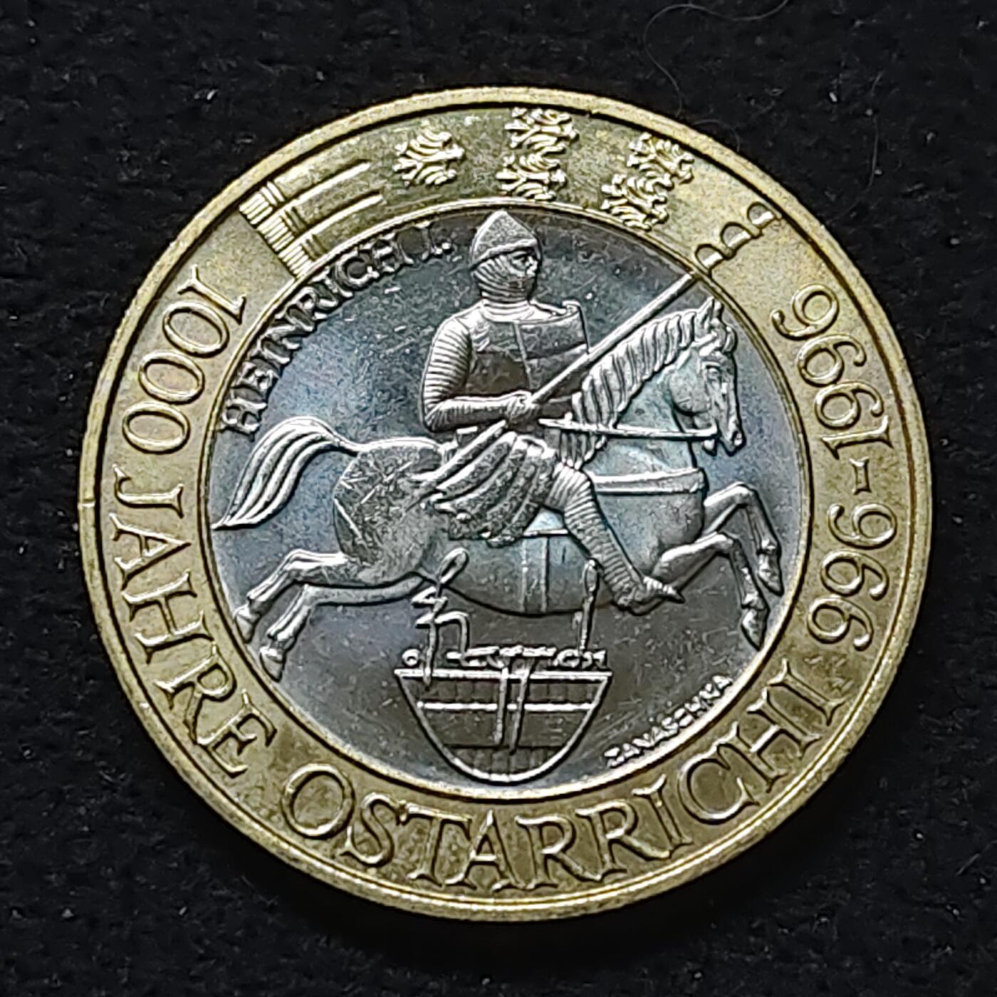 【全场包邮】纯粹捡漏拍484场（免费代拍第21场） 奥地利1996年50先令奥地利建国千年双色纪念币