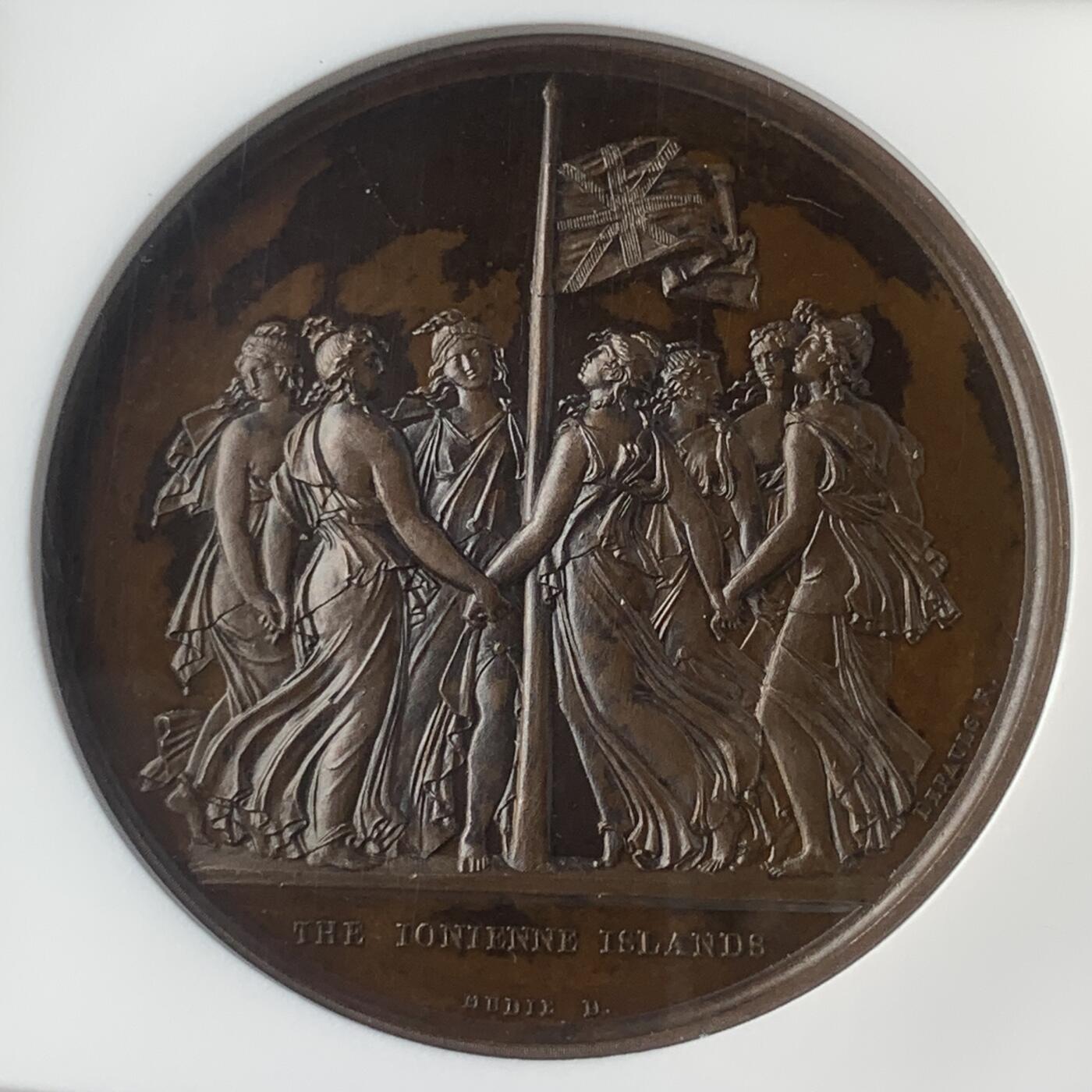 掌中浮雕-藏着的欧洲第045场 NGC MS62 : 1817年英属爱奥尼亚岛宪法铜章，  41mm