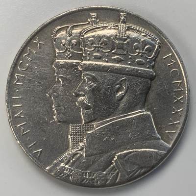 掌中浮雕-藏着的欧洲第045场 - 1935年英国乔治五世登基25周年银章 , 32mm ,11g