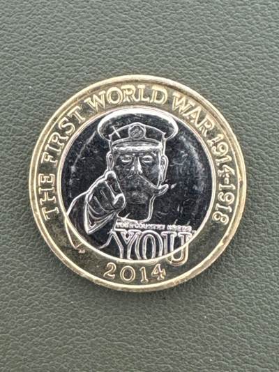 ❤️【币观天下】❤️ 第334期钱币拍卖- 2025.12.12周五晚上6点半场-长期征集拍品 - 获奖币英国2014年一战2镑镶嵌纪念币