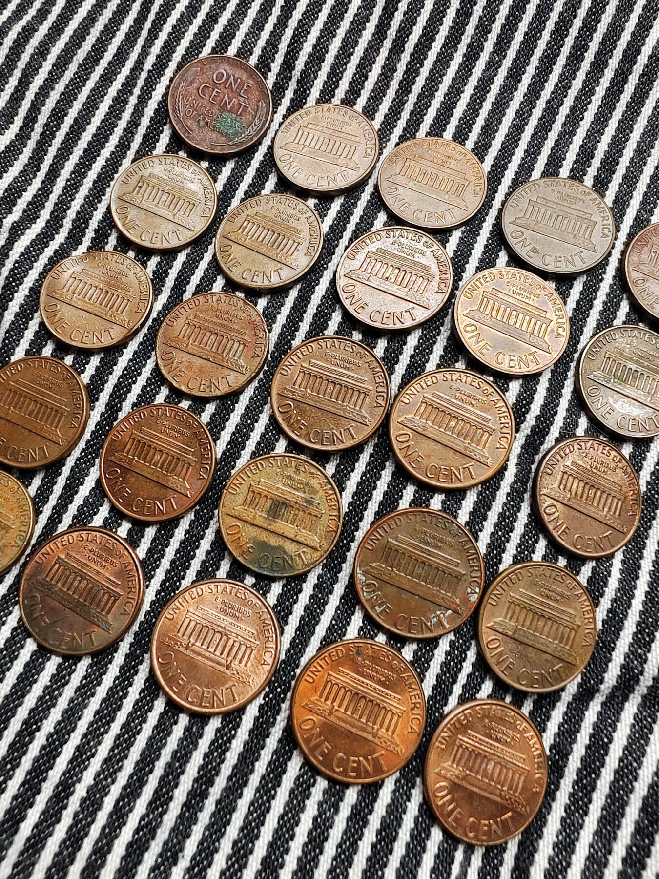 美国林肯1953-2002一美分铜币25枚不重复 分币 硬币 收藏