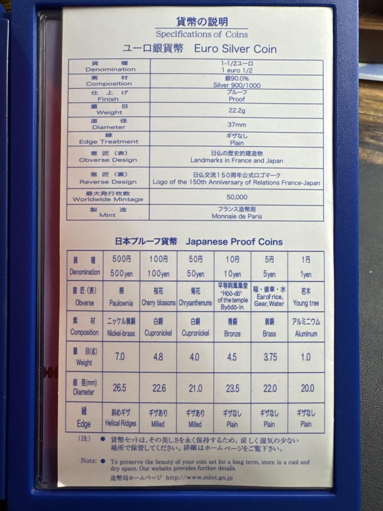 ❤️【币观天下】❤️ 第334期钱币拍卖- 2025.12.12周五晚上6点半场-长期征集拍品 日本2008年纪念套币+法国发行日法交流150年银币