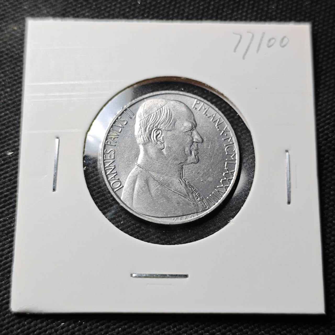 KK钱币收藏小铺 第377期  2月预留时间 周末发货  梵蒂冈10里拉 少见