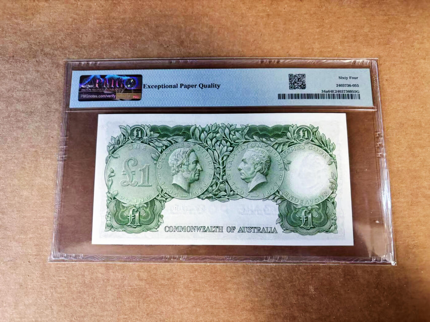 【Blue Auction】世界纸币精拍第760期——18级TOP拍卖/信誉/品质/专业/高效💫 【222豹子号】澳大利亚 1961-65年1镑 石膏版女王 PMG64EPQ 