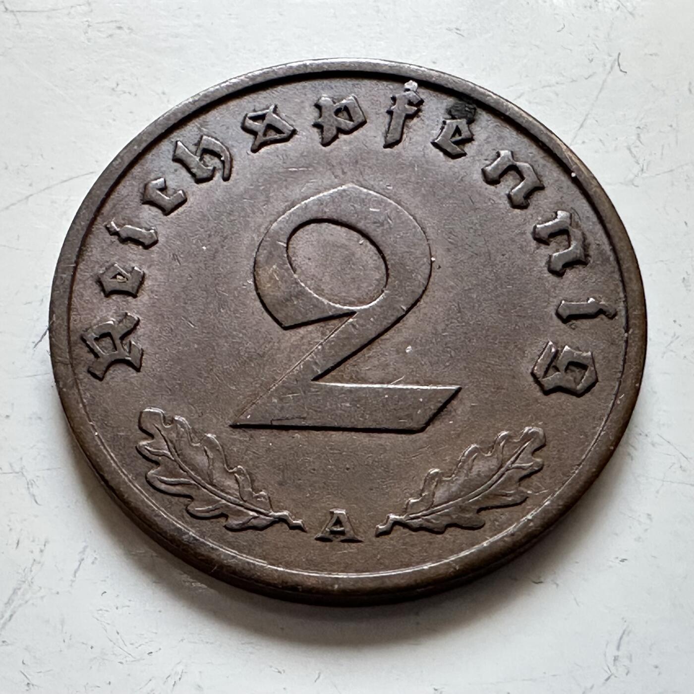 🌹外币初藏🌹🐯2025年第139场  每周二四六晚8️⃣点 接代拍 德国1937年2芬尼