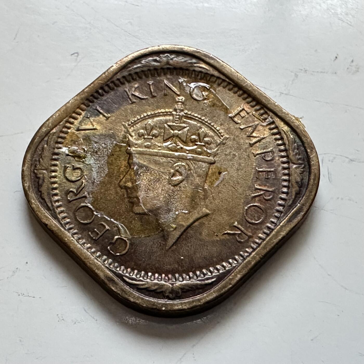 🌹外币初藏🌹🐯2025年第139场  每周二四六晚8️⃣点 接代拍 英属印度1942年1/2安娜铜币 带底光