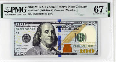 【Blue Auction】世界纸币精拍第760期——18级TOP拍卖/信誉/品质/专业/高效💫 - 【8888狮子号 无47】美国 2017年100美金 PMG67EPQ 