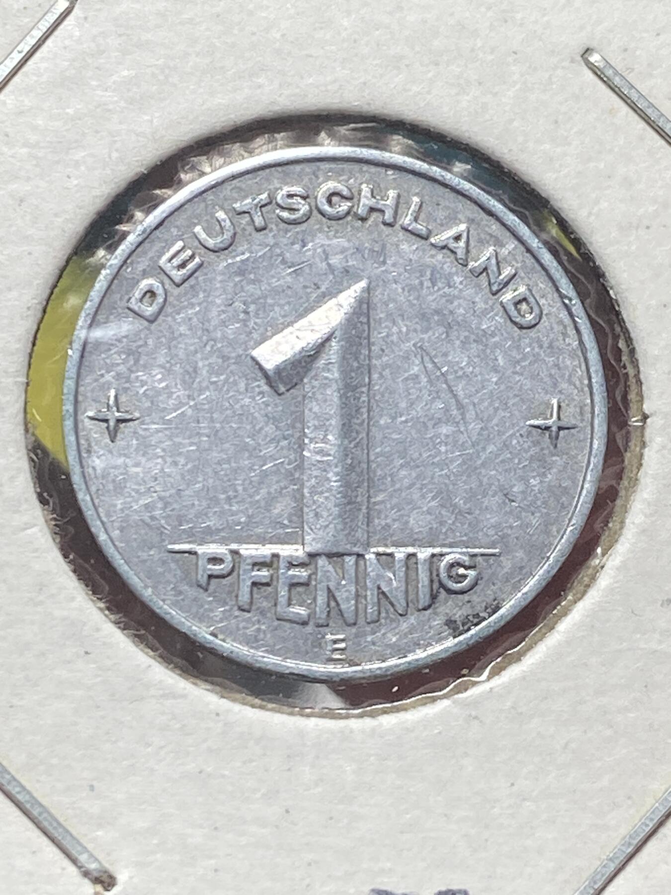 2025年第一百三十五场(总第一百六十一场）外国好品纸夹散币场(免佣金) 少见–民主德国1953年1芬尼(第二套，E标，穆尔登许滕造，关门年仅发行2年)