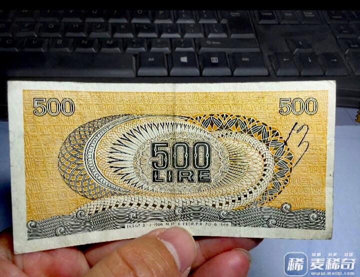 意大利1966年500里拉靓品纸币