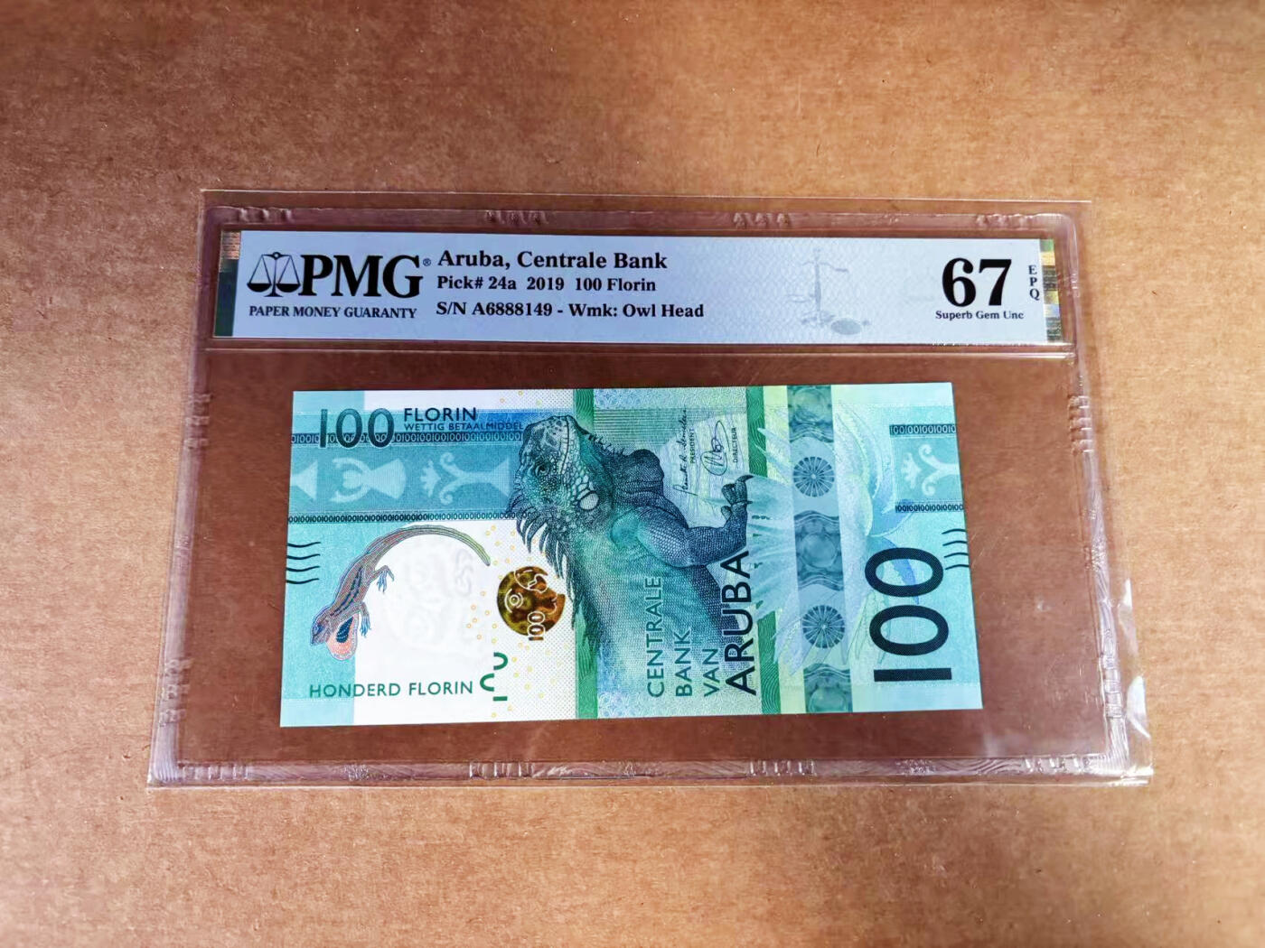 【Blue Auction】世界纸币精拍第760期——18级TOP拍卖/信誉/品质/专业/高效💫 【获奖钞】阿鲁巴 2019年100弗罗林 大蜥蜴 PMG67EPQ 